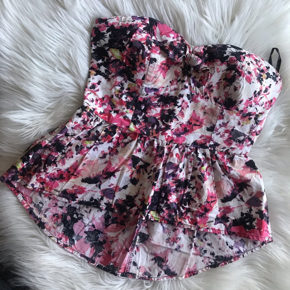 Strapless floral top